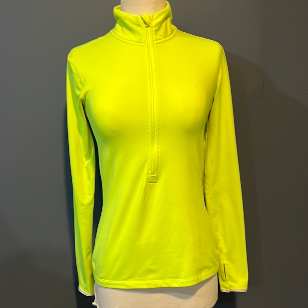 Nike Long Sleeve 3/4 Zip Small Neon Yellow
